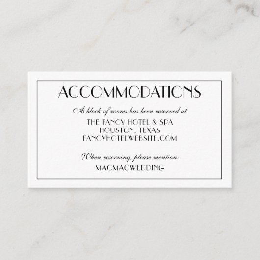 Carte D'accompagnement Hébergements de mariage élégants et modernes Photo (Devant)