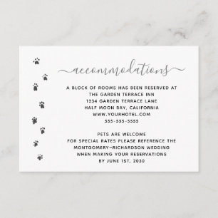 Carte D'accompagnement Hébergements de mariage pour animaux de compagnie