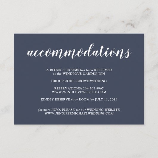 Carte D'accompagnement Hébergements de Mariages de la Marine (Devant)