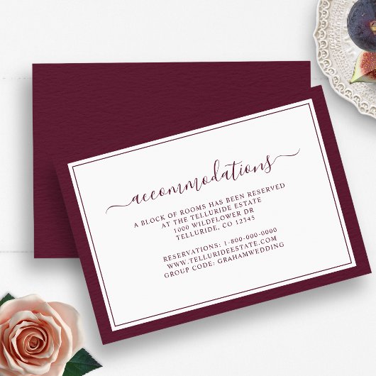 Carte D'accompagnement Hébergements de script élégant simple Bourgogne