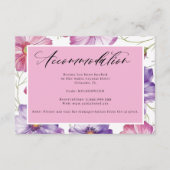 Carte D'accompagnement Hébergements manuscrits violet rose (Devant)