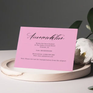 Carte D'accompagnement Hébergements manuscrits violet rose