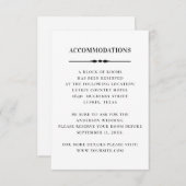 Carte D'accompagnement Hébergements mariage blancs noirs. Détails simples (Devant / Derrière)