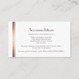 Carte D'accompagnement Hébergements Mariages en cuivre blanc
