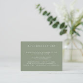 Carte D'accompagnement Hébergements Mariages en vert Sage couleur solide (Debout devant)