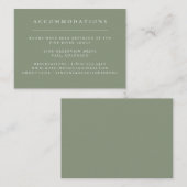 Carte D'accompagnement Hébergements Mariages en vert Sage couleur solide (Devant / Derrière)