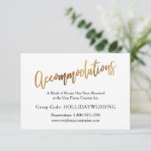 Carte D'accompagnement Hébergements Mariages Gold & Bokeh modernes (Debout devant)