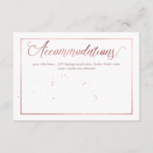 Carte D'accompagnement Hébergements PixDezines, Rose d'or Faux (Devant)