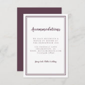 Carte D'accompagnement Hébergements Simple Mariage violet minimaliste (Devant / Derrière)