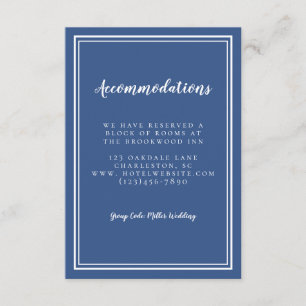 Carte D'accompagnement Hébergements Simple Moderne Bleu Blanc Mariage