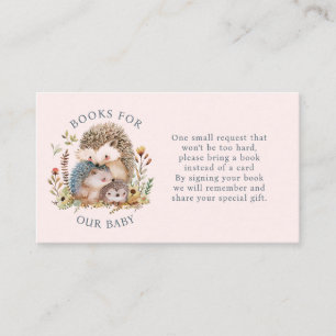 Carte D'accompagnement Hedgehog Family Baby shower Rose Livres Pour Bébé