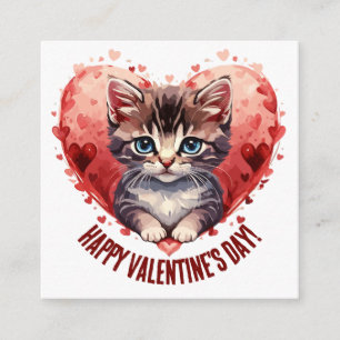 Carte D'accompagnement Heureuse Sainte-Valentin Little Kitten avec coeur