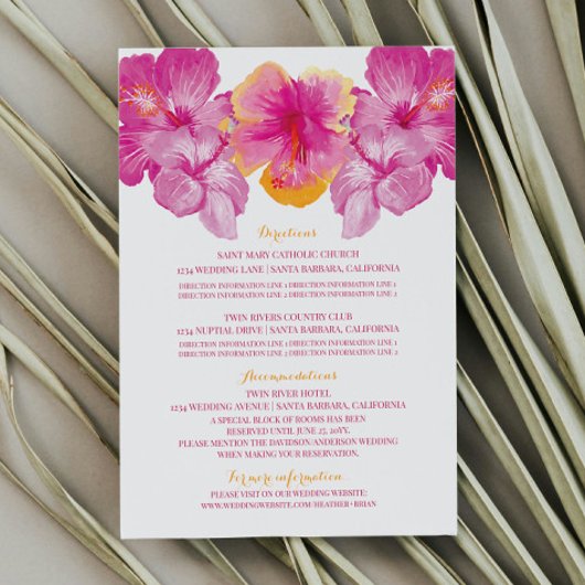 Carte D'accompagnement Hibiscus brossé Détails du Mariage floral