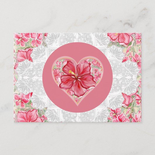 Carte D'accompagnement Hibiscus & dentelle RED (Devant)