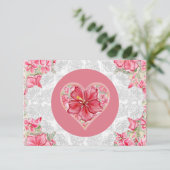 Carte D'accompagnement Hibiscus & dentelle RED (Debout devant)