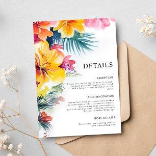 Carte D'accompagnement Hibiscus Tropical Destination Détails de mariage