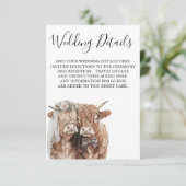 Carte D'accompagnement Highland Cow Détails du Mariage Informations (Debout devant)