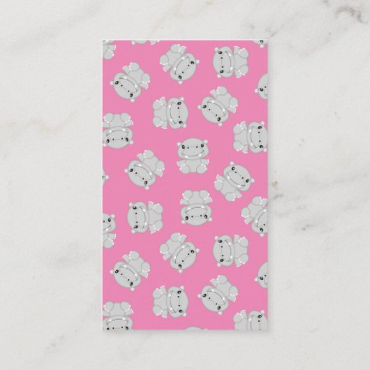 Carte D'accompagnement Hippo Baby shower rose (Dos)