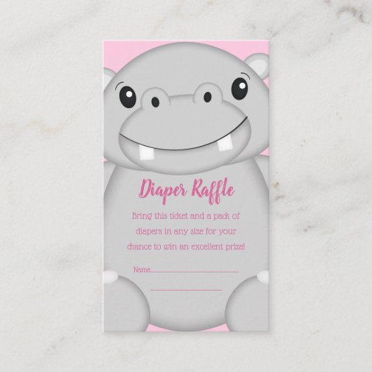 Carte D'accompagnement Hippo Baby shower rose (Devant)