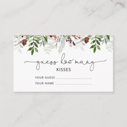 Carte D'accompagnement Hiver à feuillage persistant devinez combien de ba (Devant)