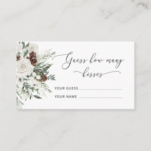 Carte D'accompagnement Hiver à feuillage persistant devinez combien de ba (Devant)