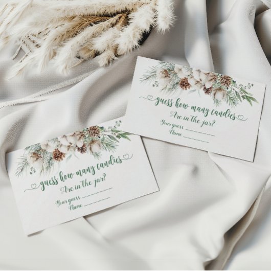 Carte D'accompagnement Hiver à feuillage persistant devinez combien de ca