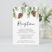 Carte D'accompagnement Hiver Aquarelle Pinecone Réception de mariage (Debout devant)