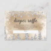 Carte D'accompagnement Hiver argent neige pin or diaper tombole bébé (Devant)