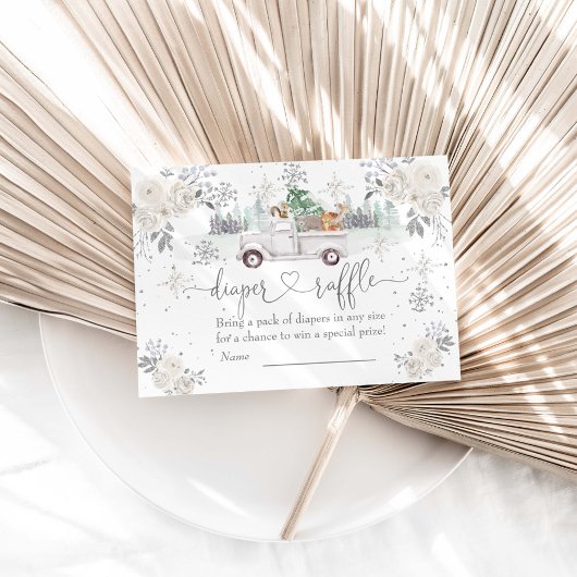 Carte D'accompagnement Hiver Blanc Floral Filière Déchets Raffin