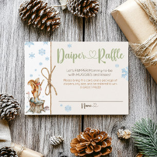 Carte D'accompagnement Hiver Bois Animaux Baby shower Déchets Raffle