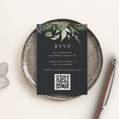 Carte D'accompagnement Hiver Meadow Green Botanical QR Code Mariage RSVP