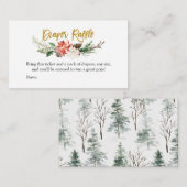 Carte D'accompagnement Hiver Noël Floral Diaper Raffle (Devant / Derrière)