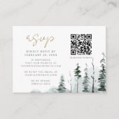 Carte D'accompagnement Hiver Paysage Forêt de pins QR Code Mariage RSVP (Devant)