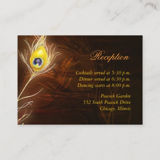 Carte D'accompagnement Hiver Peacock Feather Mariage Réception (Devant)