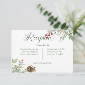 Carte D'accompagnement Hiver Pine Cône Berries Réception moderne Mariage (Debout devant)