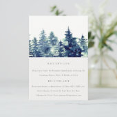 Carte D'accompagnement Hiver Pine Forest Snowfall Réception de mariage (Debout devant)