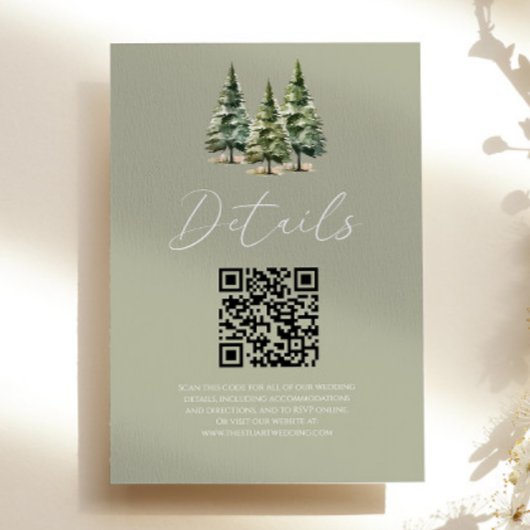 Carte D'accompagnement Hiver Pins de neige arbres QR Code Code Détails du