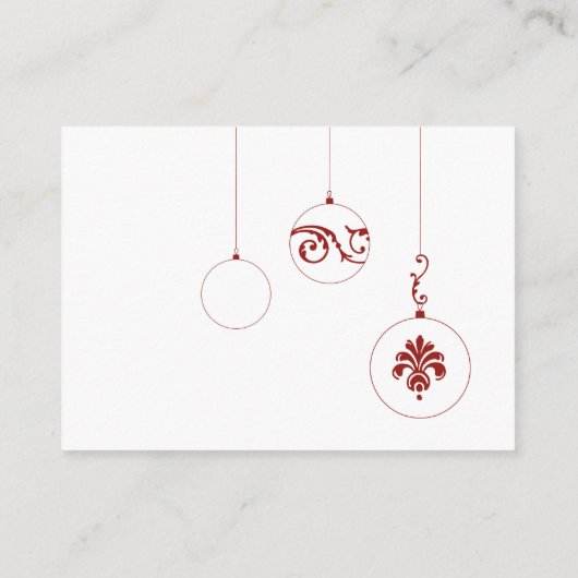 Carte D'accompagnement Hiver Rouge Noël Bauble Ornements Mariage (Dos)