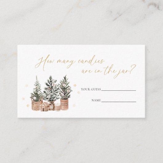 Carte D'accompagnement hiver Rustique Noël Devis Combien de bonbons (Devant)