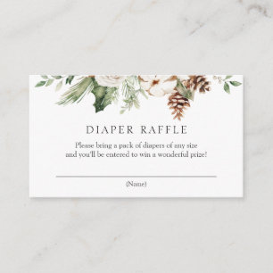 Carte D'accompagnement Hiver Vert et Pinecones Raffle de couches