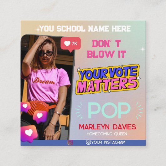 Carte D'accompagnement Hommage de la reine au lycée Campagne de vote Flye (Devant)