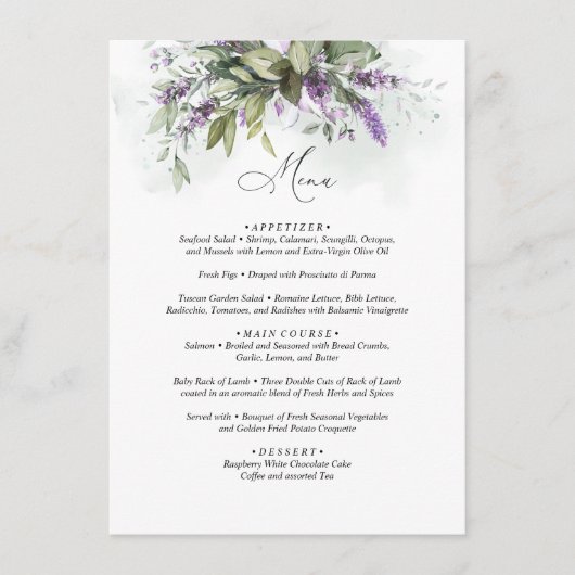 Carte D'accompagnement Hommes Lavender Mariage de script de verdure (Devant)