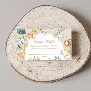 Carte D'accompagnement Hommes neutre beige safari animaux diaper tombole