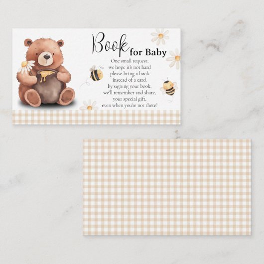 Carte D'accompagnement Honey Bee and Bear Book for Baby Baby shower (Devant / Derrière)