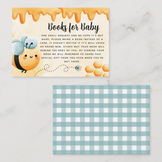 Carte D'accompagnement Honey Bee Book Demande pour insertion bébé (Devant / Derrière)