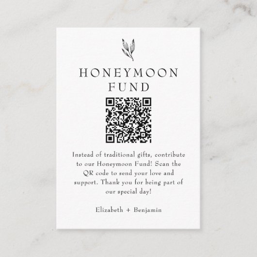 Carte D'accompagnement Honeymoon Fund Minimalist Botanical Wedding  (Devant)
