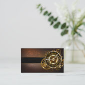 Carte D'accompagnement Horloge Steampunk avec des engrenages anciens (Debout devant)