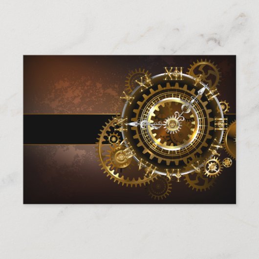 Carte D'accompagnement Horloge Steampunk avec des engrenages anciens (Devant)
