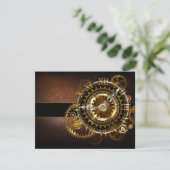 Carte D'accompagnement Horloge Steampunk avec des engrenages anciens (Debout devant)