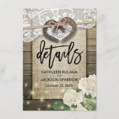 Carte D'accompagnement Horseshoe Heart Mariage campagnard Information Dét (Devant)